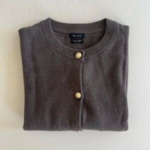 Massimo Dutti Dark Brown Wool Cardigan with Gold Buttons